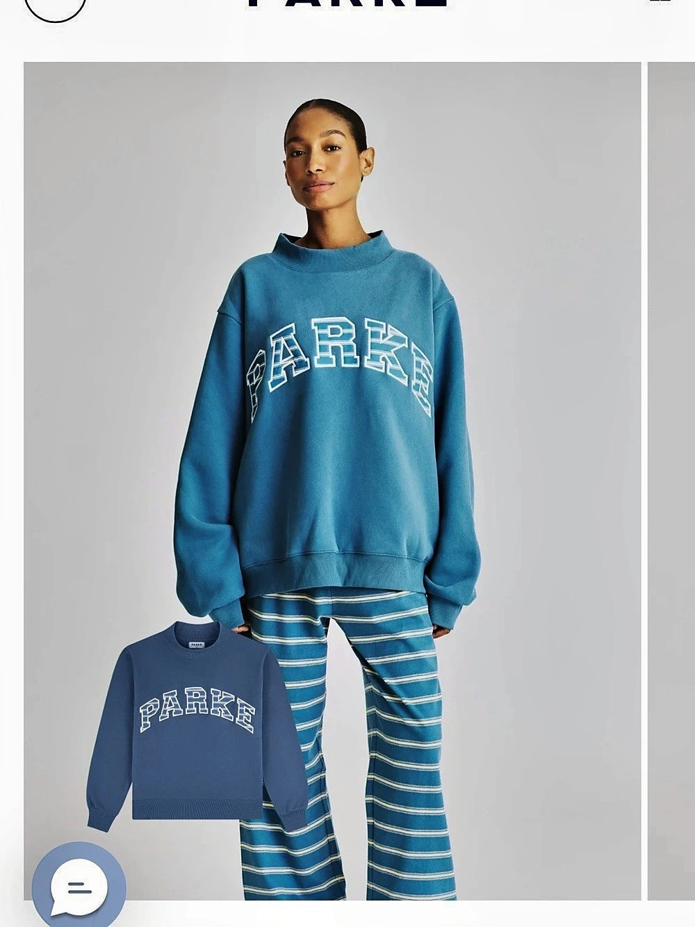 PARKE Blue Striped Mockneck